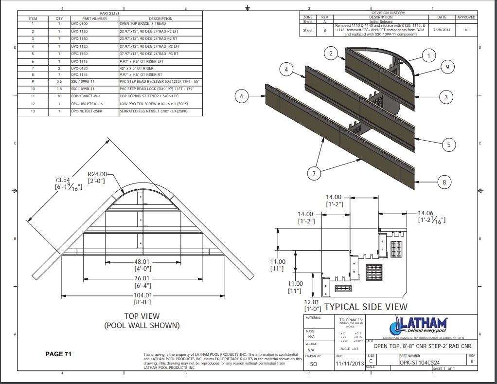 8' Corner Step Polymer 3-Tread 2'R